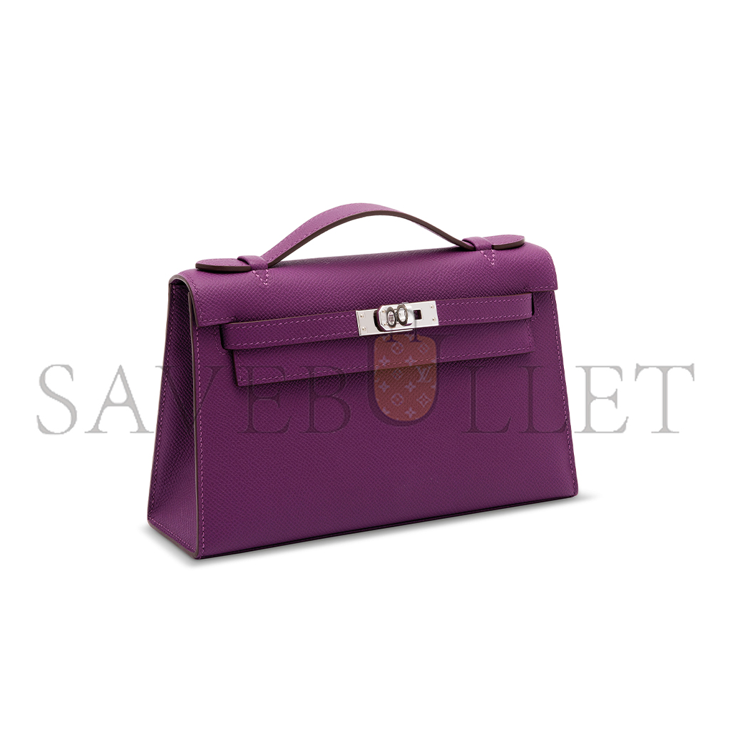 HERMES AN ANÉMONE EPSOM LEATHER KELLY POCHETTE WITH PALLADIUM HARDWARE (22*14*7cm) 